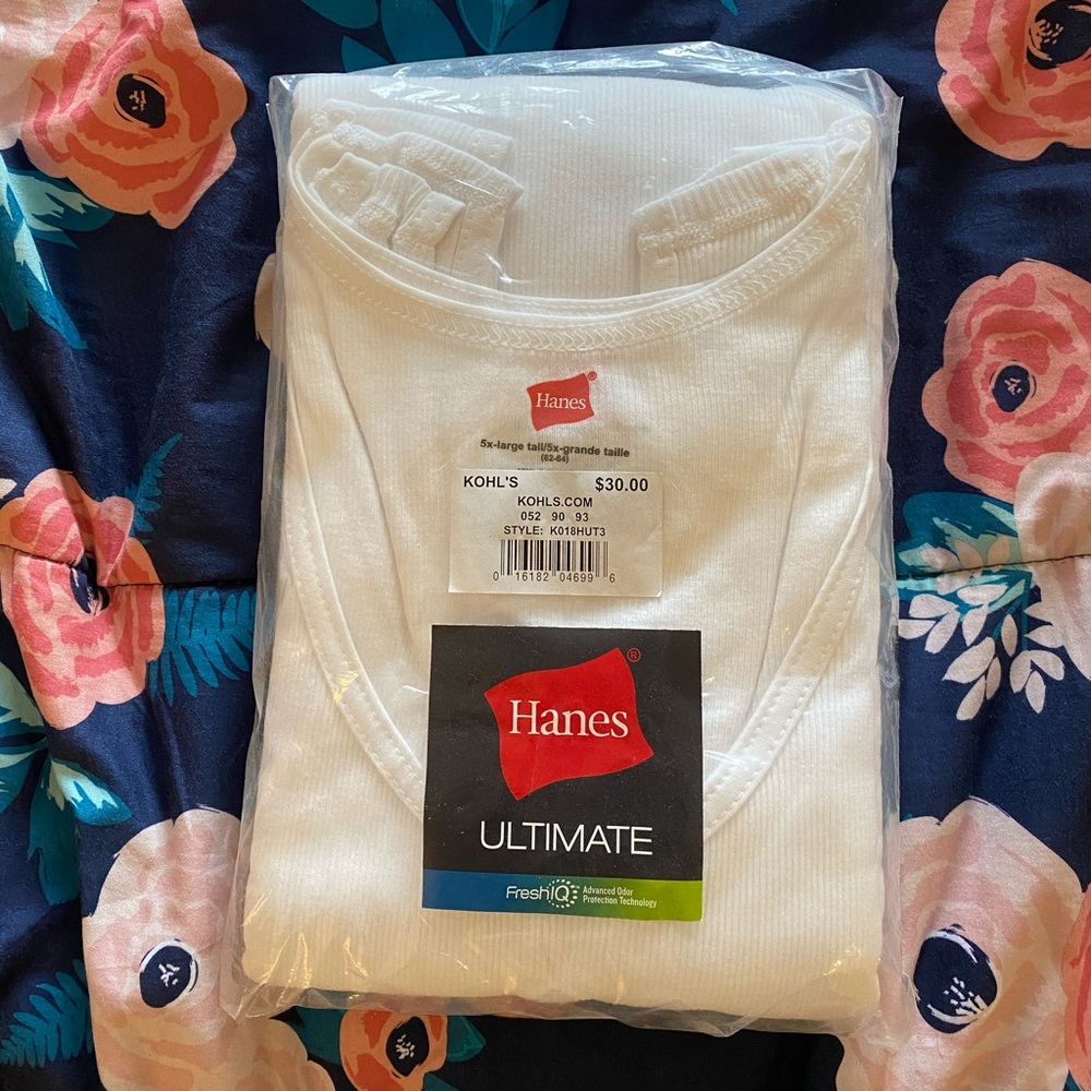 Hanes 5XLT undershirts - NEVER OPENED